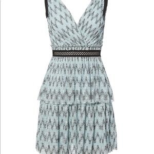 Self-Portrait Metallic Mesh Pattern Mini Dress